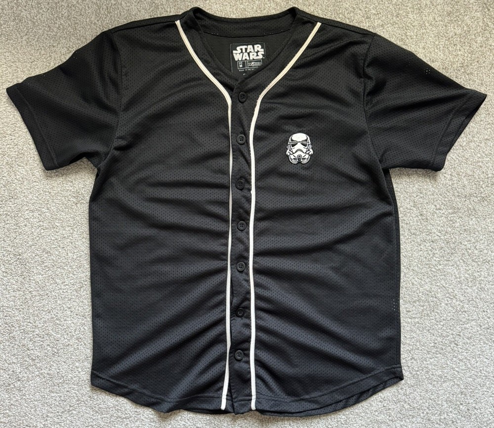 Star Wars Baseball Jersey Embroidered Stormtrooper Patch Black Size Medium