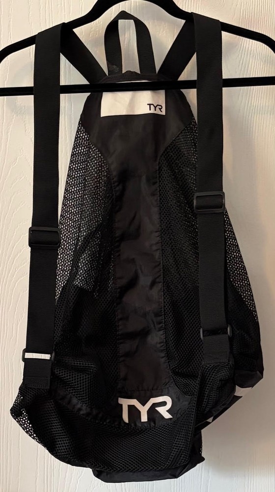TYR Backpack Mesh Black Bag- ONE SIZE- black & white SH0199