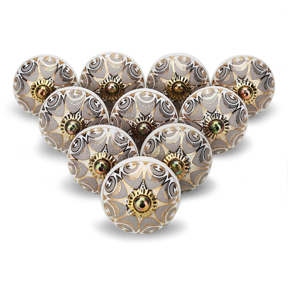 Kitchen Cabinet Knobs Boho Dressing Drawer Pull Handle Grey Ceramic Cupborad ...