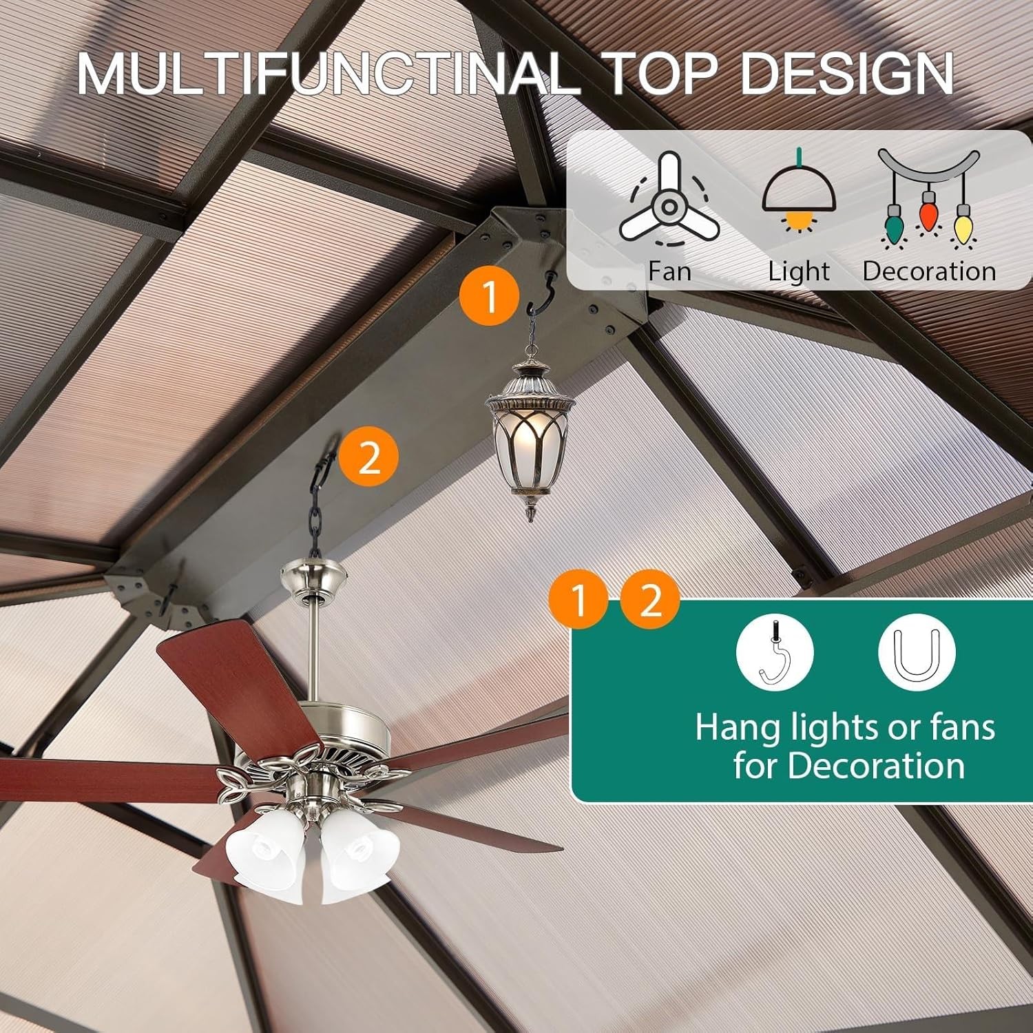 10x13 ft Outdoor Hardtop Gazebo Aluminum Frame Net Curtains Deck Lawn