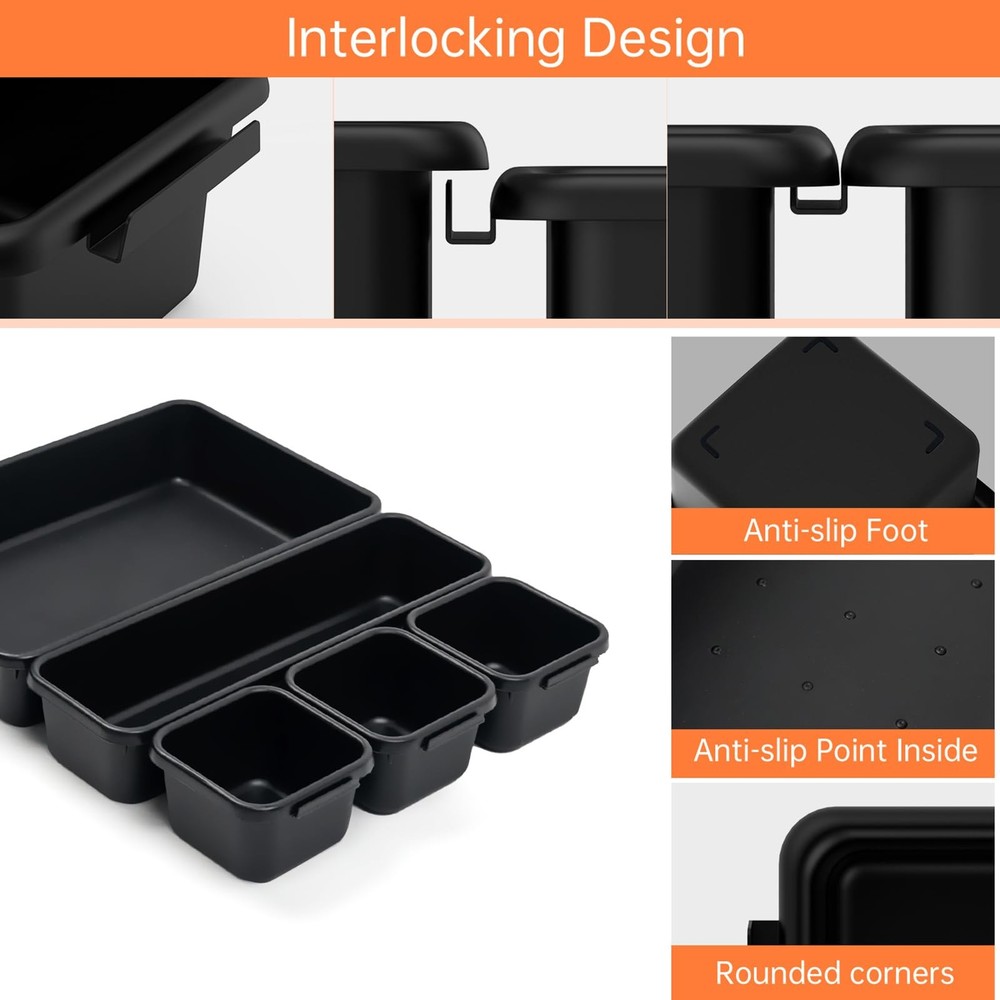 Giklux 45 Pack Tool Box Organizer Tray Divider, 3 - Sizes, 45PCS - Black