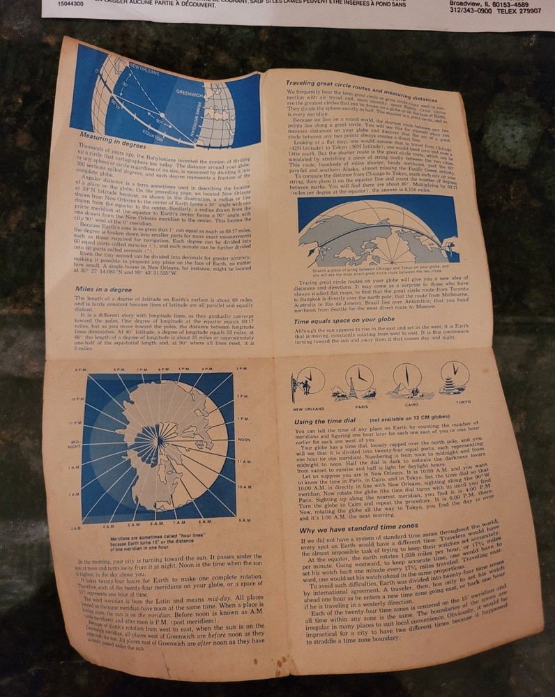 Vintage Replogle 12” Lighted World Globe with box, lightly used