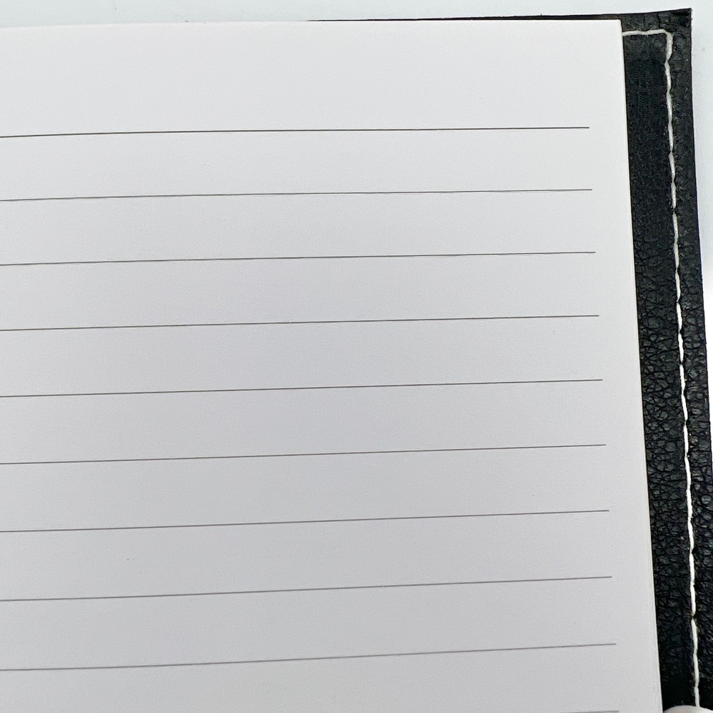 Journal 9x6 Black V Initial Button Closure Refillable Red Accents