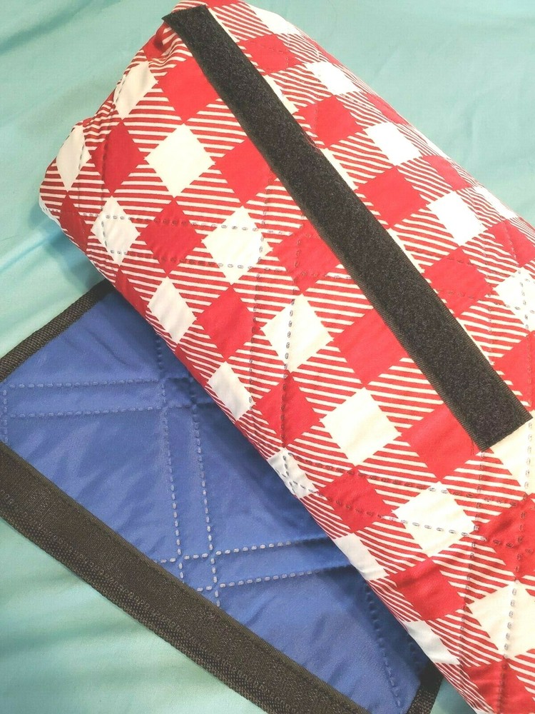 Three Donkeys 79 x 79" Picnic Blanket, Red & White Checker Pattern