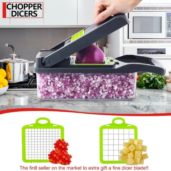 Multi-Function 9-in-1 Vegetable Chopper & Mandoline Food Slicer – Compact Design