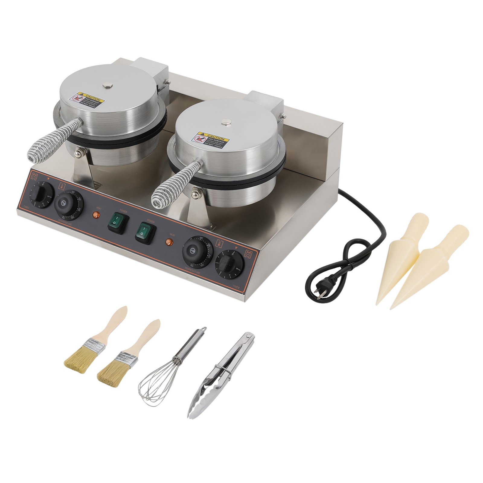 Commercial Waffle Cone Maker Nonstick Ice Cream Cone Electric Double Egg Roll US