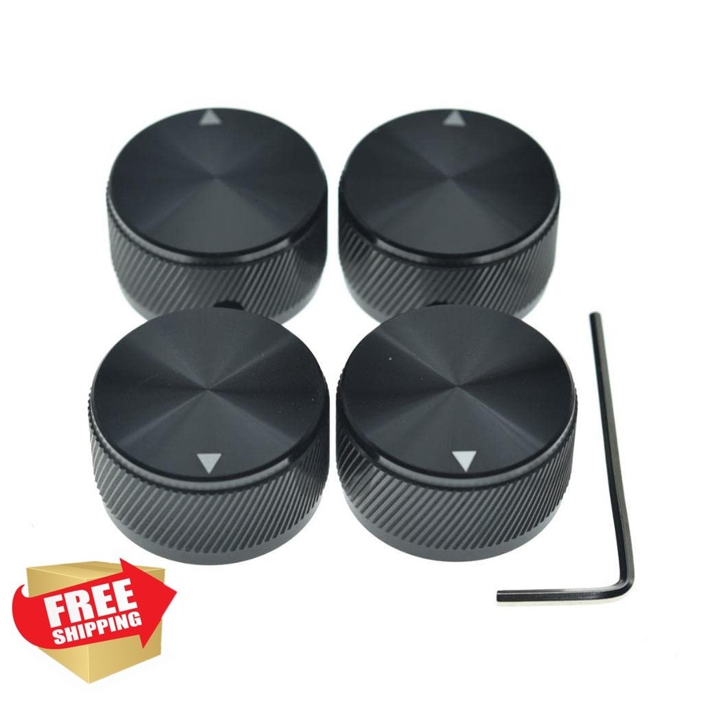 4pcs Aluminum Potentiometer Knobs 1/4" Black Indicator Set Screw