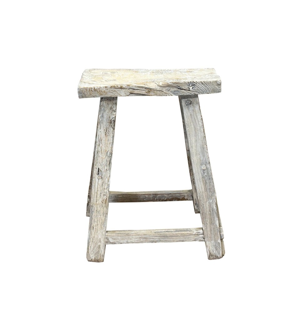 Rustic Raw Rough Wood Grain Rectangle Slim Stool Bench Side Table ws4584