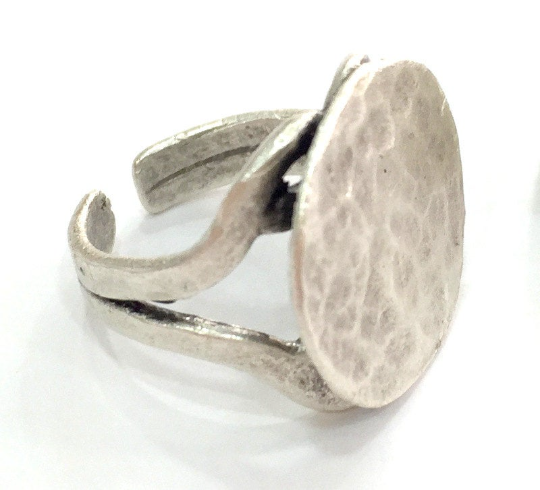 Round Ring Blank Setting Base Bezel Cabochon Antique Silver Plated Brass G3802