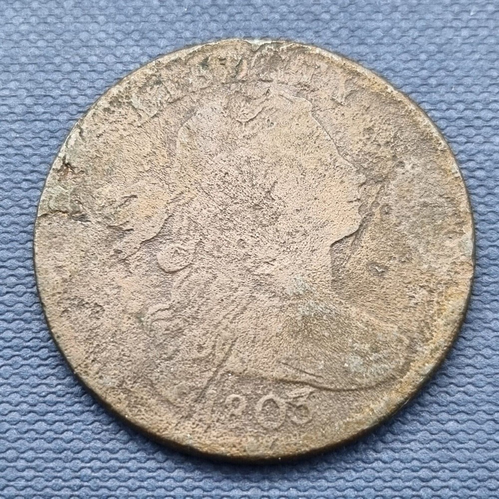 1803 Draped Bust Large Cent 1c Circulated Corroded Damaged #50119