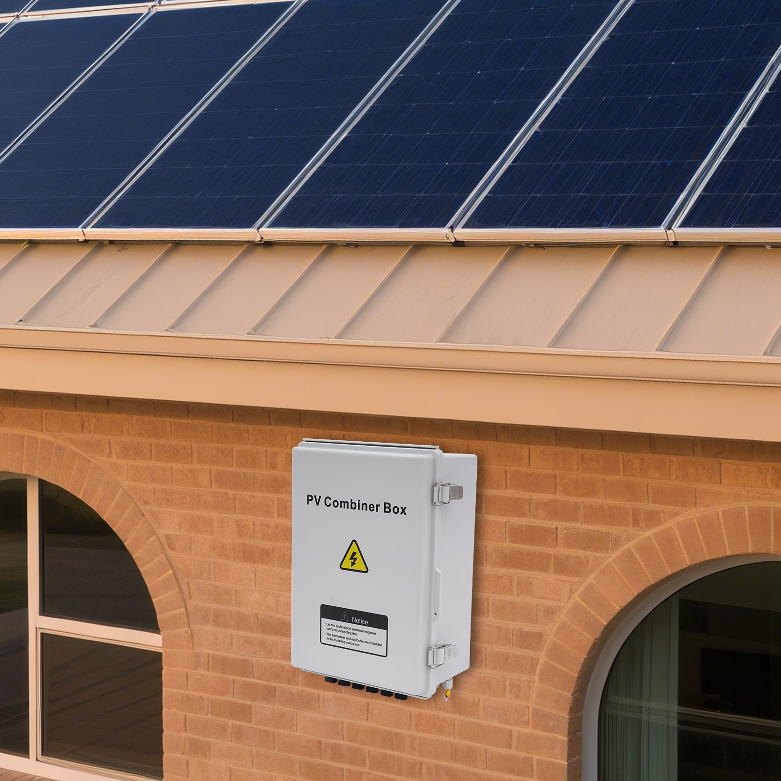 6 String Solar PV Combiner Box 63A Circuit Breaker Junction Box for Solar Panels