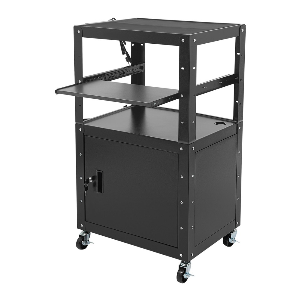 Portable Av Cart Multipurpose Rolling Small Office Laptop Table w/ Power Socket