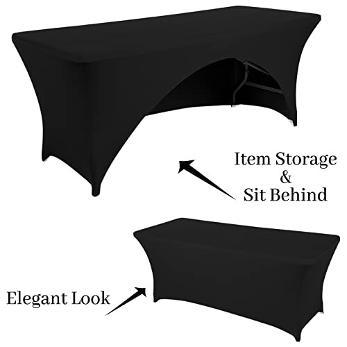Spandex Table Cover 4 ft. Fitted Polyester 48" x 24" (Rectangular) Black