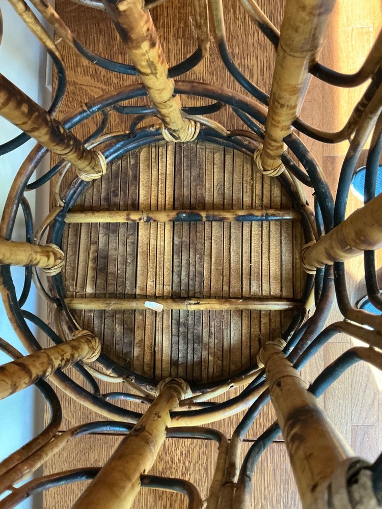 Vintage Tortoise Burnt Bamboo Drum Side table