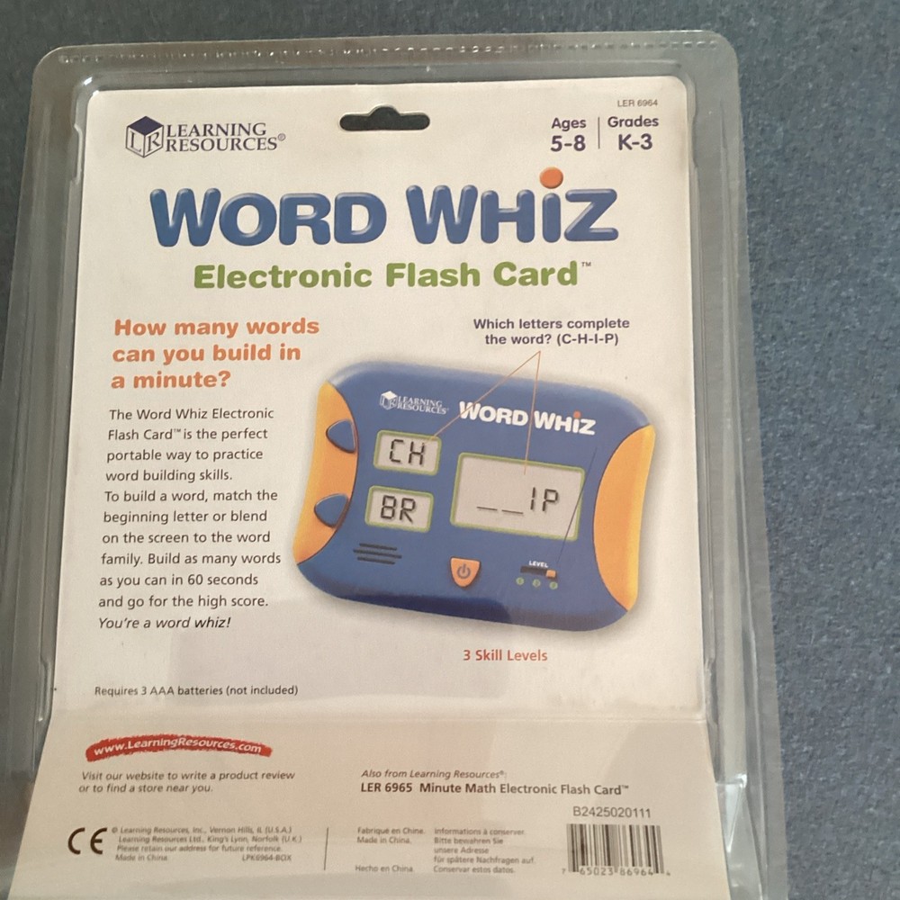 Learning Resources Word Whiz Electronic Flash Card Ages 5-8