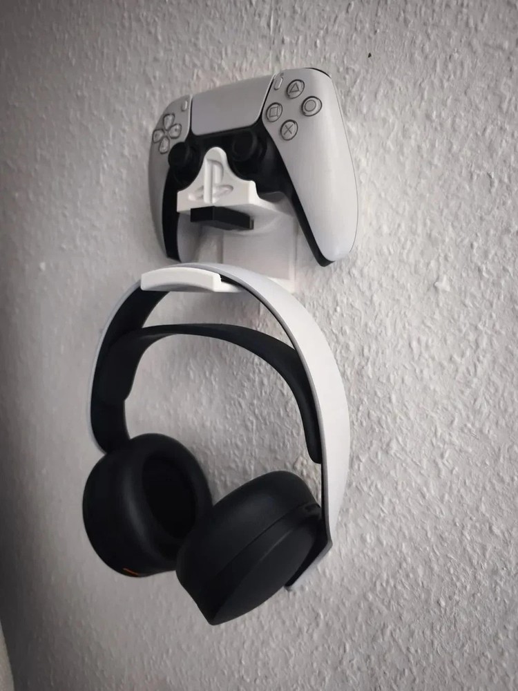 Wall mount for PS5 Controller & Pulse 3D Headset – with USB dongle holder -Black