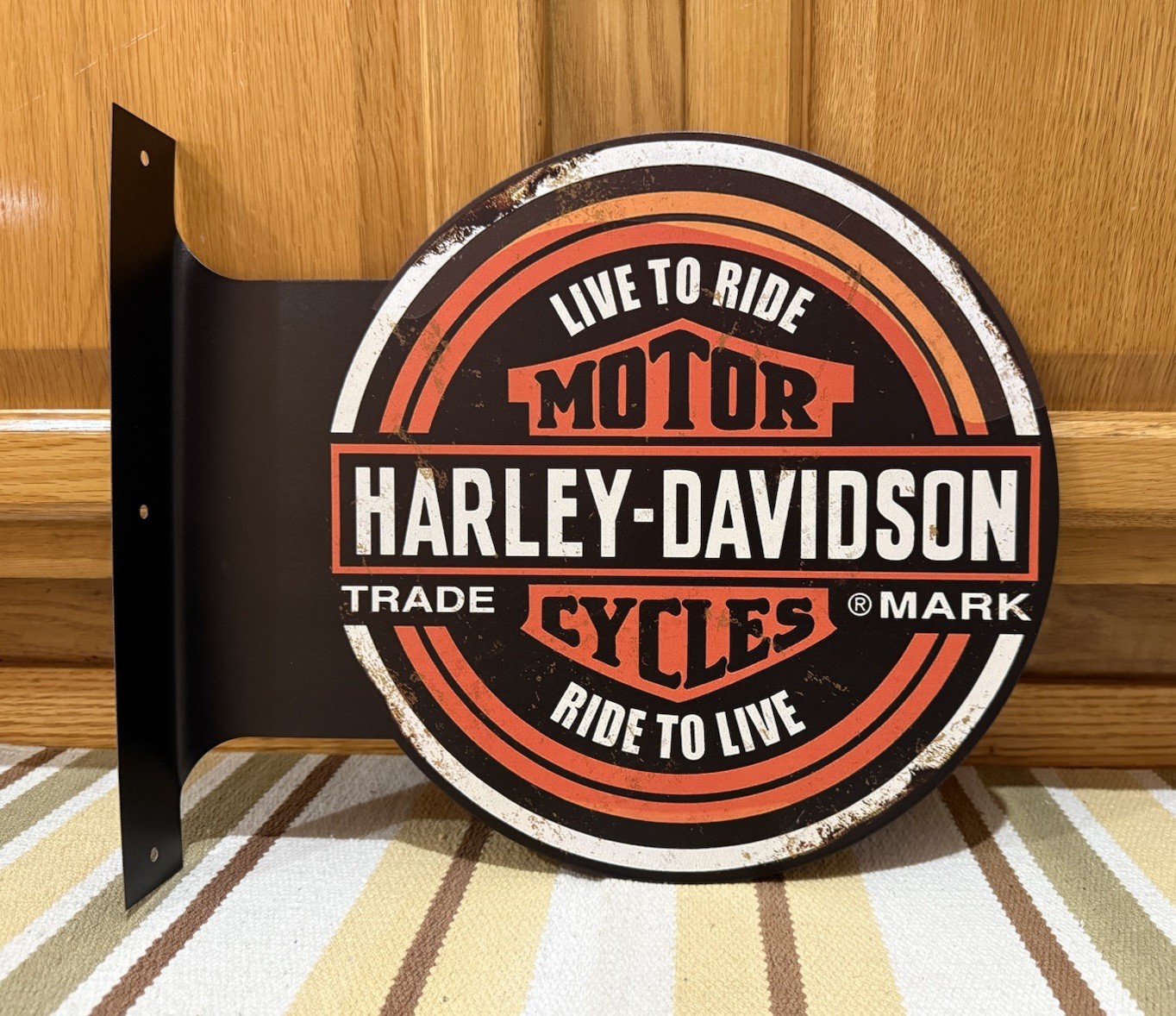 Harley Davidson Motorcycle Flange Sign Gas Oil Parts Vintage Style Wall Decor 1