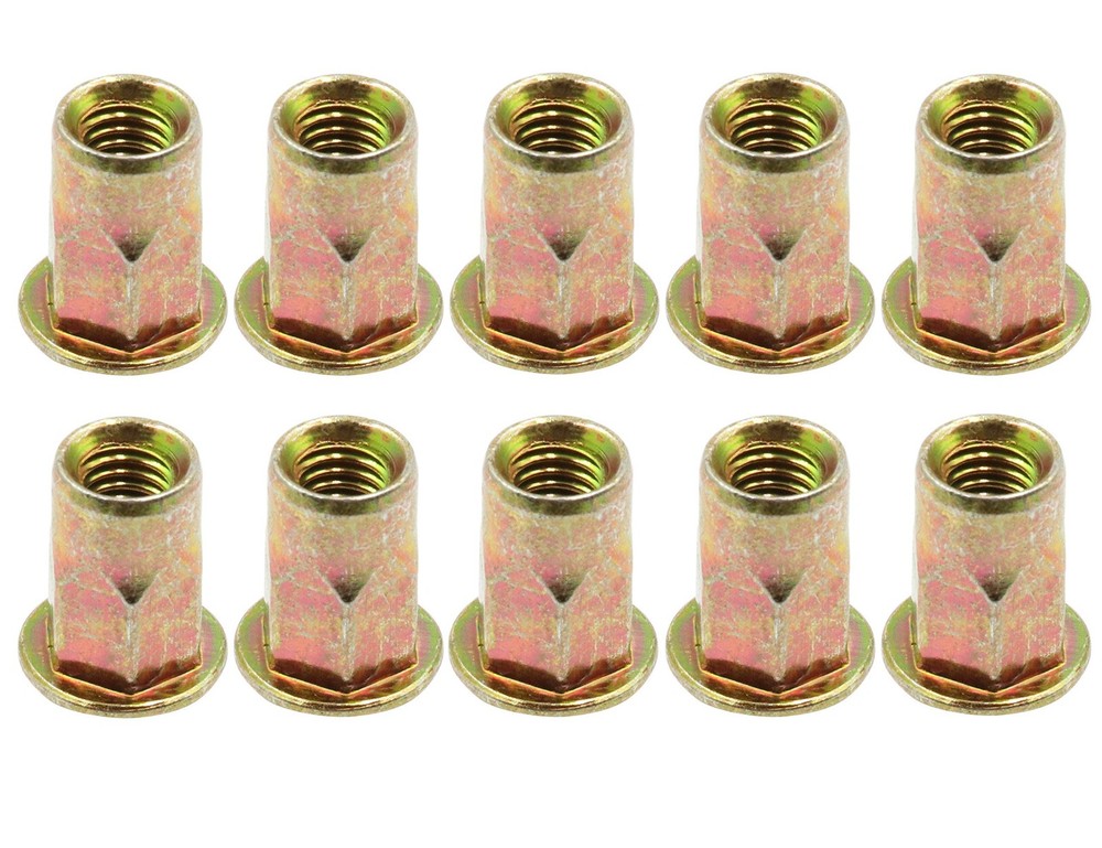 LBY 60pcs Carbon Steel Rivet Nuts, M6 Thread Insert Nutsert (Half-Hexagonal) ...