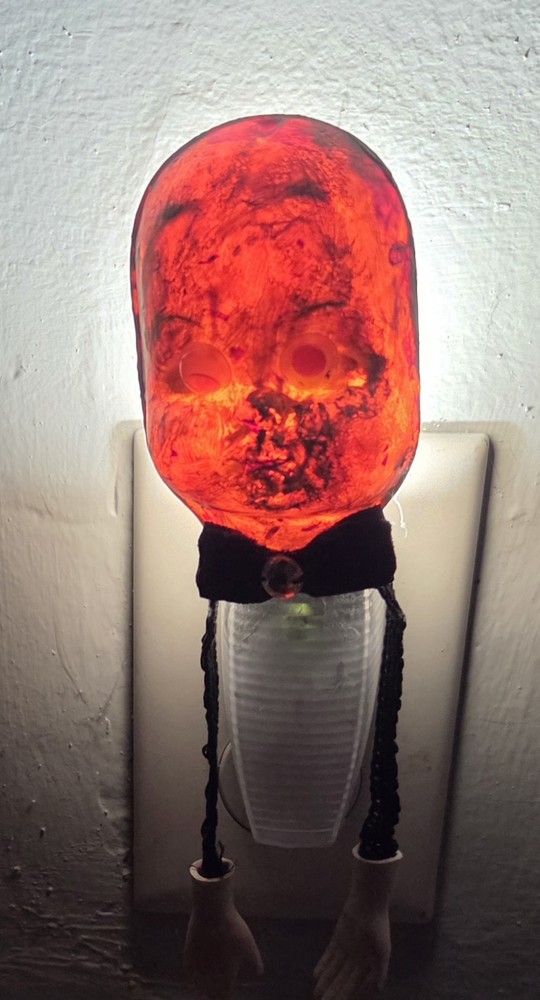 Spooky Doll Face LED Nightlight OOAK Retro Cute