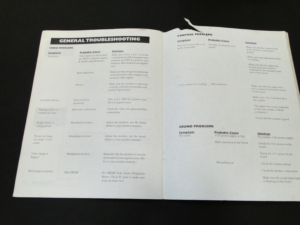 Vintage 1992 Strata: Time Killers Arcade Installation Manual