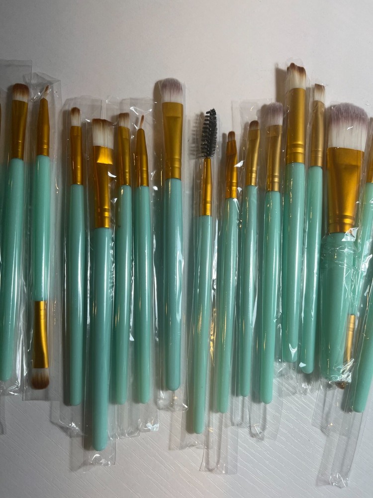 20pc Melady Multi-Function Cosmetic Makeup Brush Set, Green/Gold