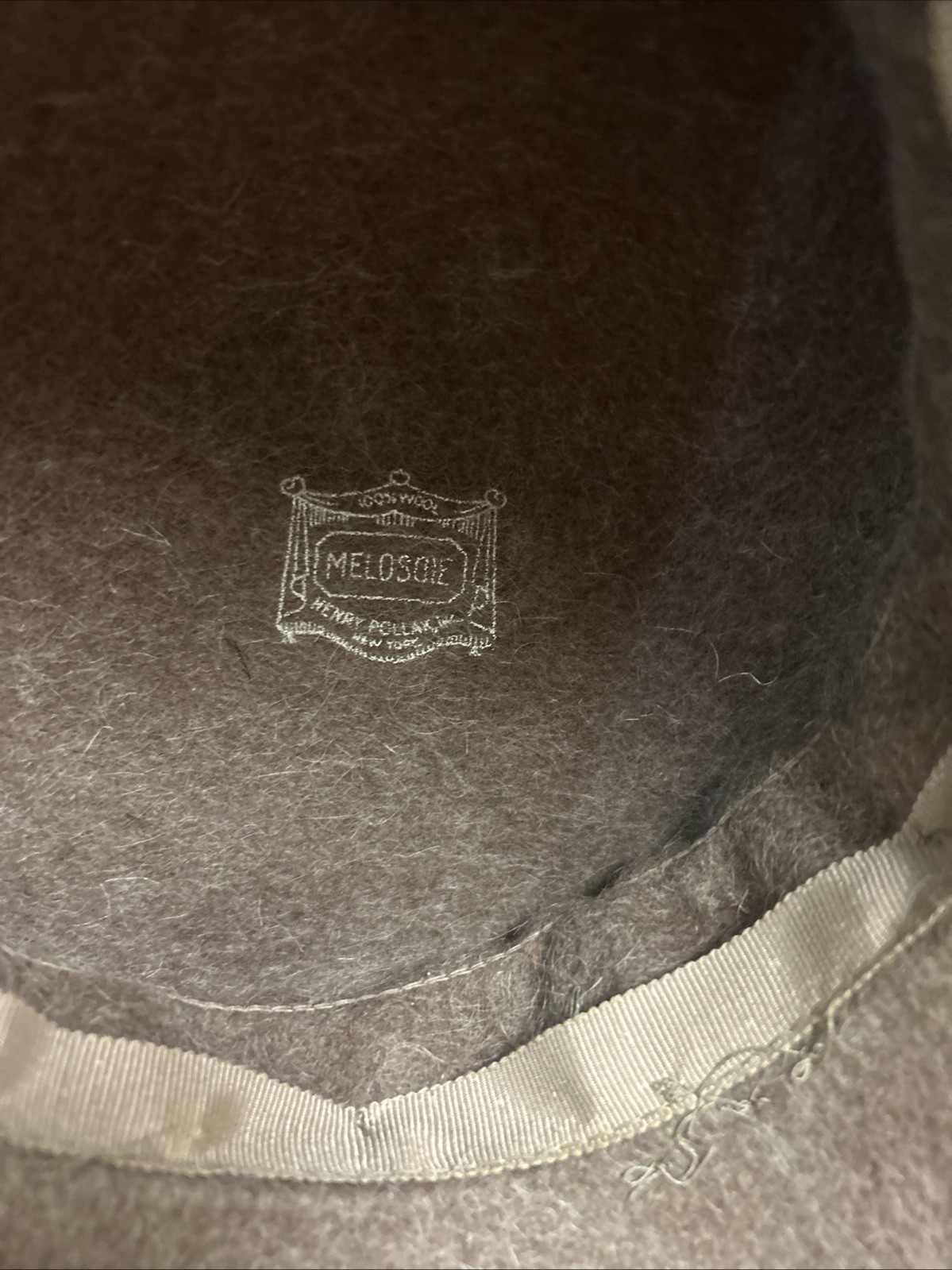 Henry Pollak New York Tan Women's Hat With Bow Vintage 100% Wool USA 50s-60s