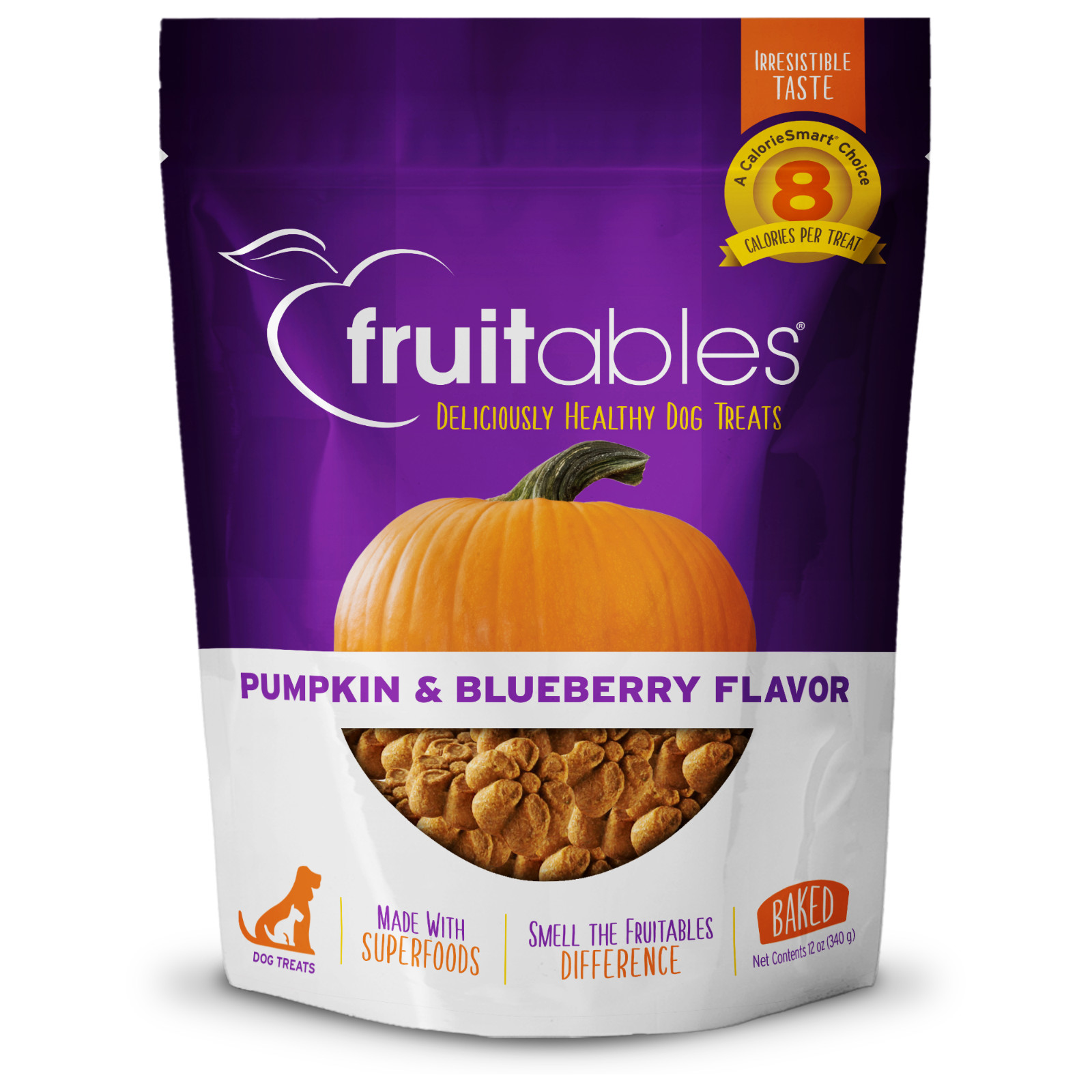 Fruitables Pumpkin Blueberry Dog Treats 12 oz Low Calorie Crunchy