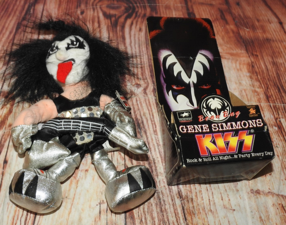 Set of 3 1998 Kiss Bean Bag Dolls, Gene Simmons, Ace Frehley, Paul Stanley