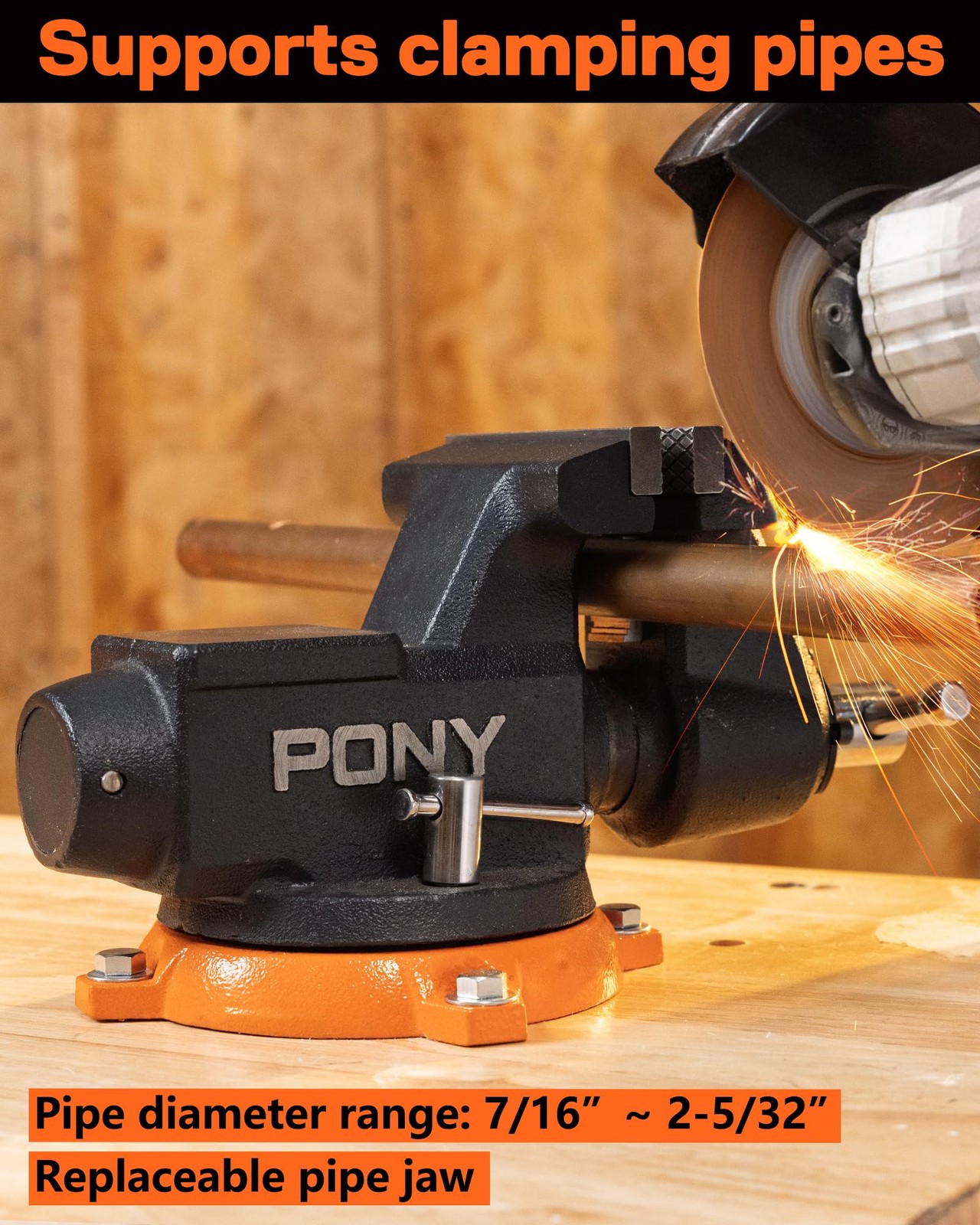 PONY 4“ Heavy Duty Bench Vise 4400LBS Clamping Force Pro Workshop Workbench Vise