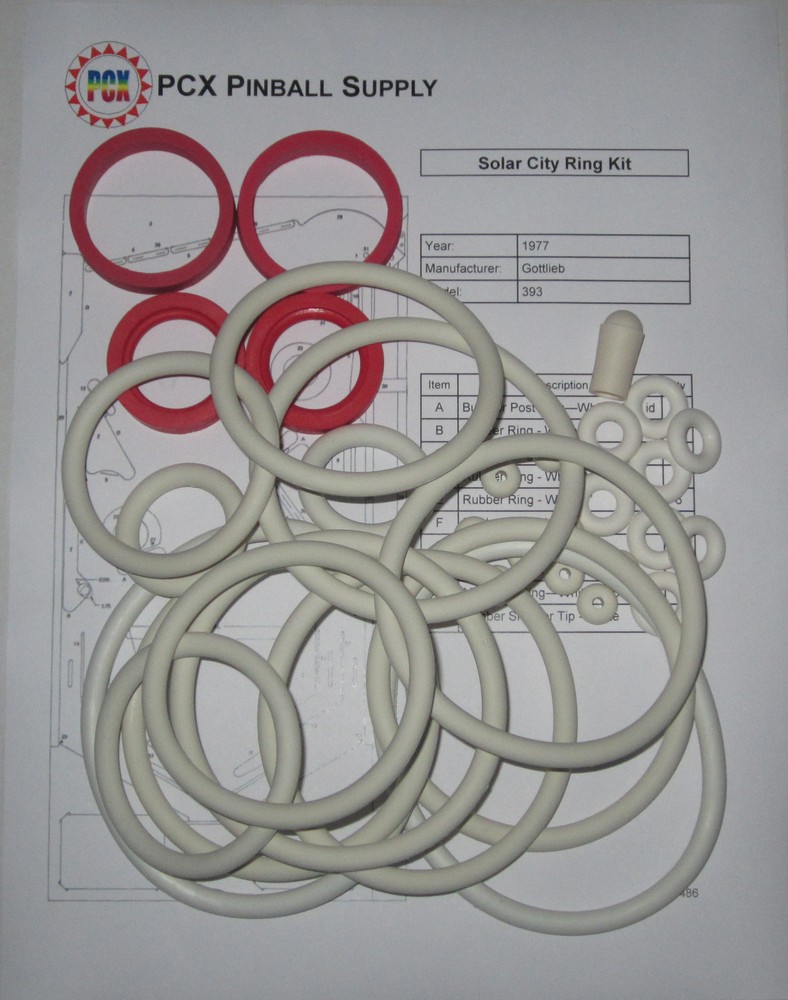 1977 Gottlieb Solar City Pinball Machine Rubber Ring Kit