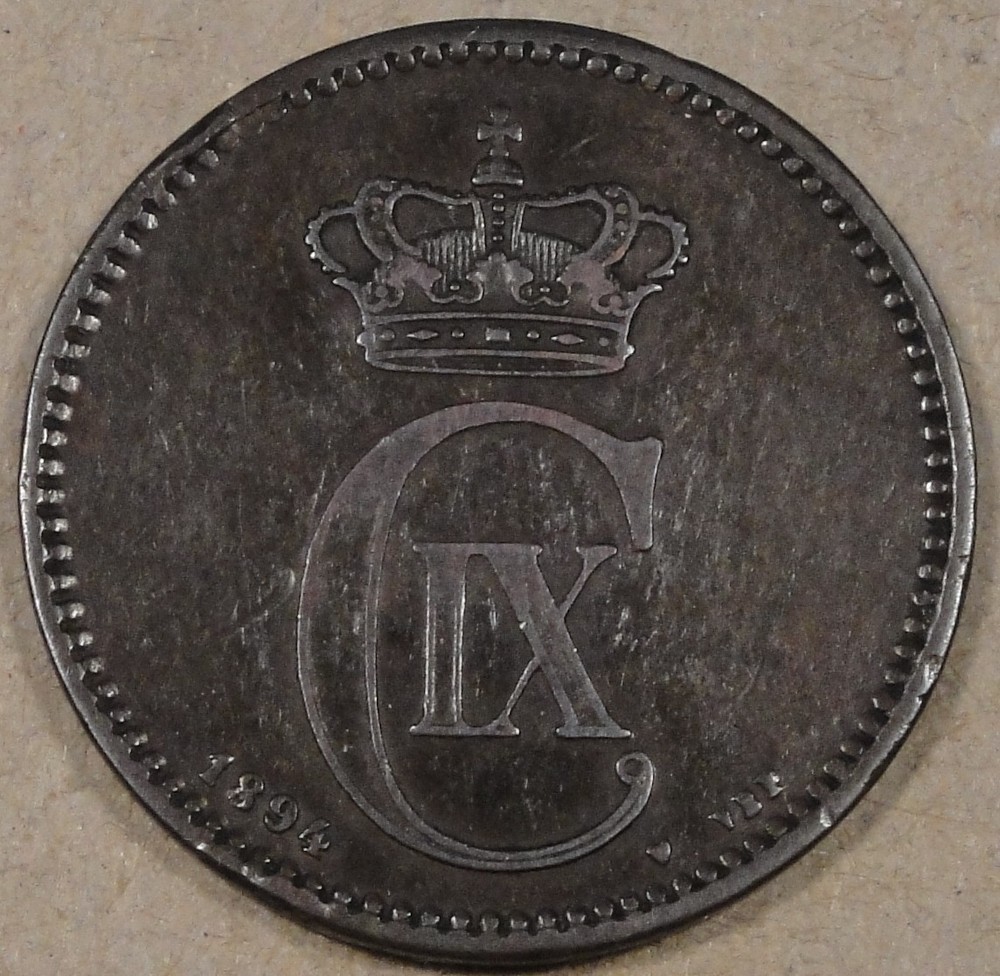 Denmark 1894 5 Ore Mid Grade Circulated Grade Coin