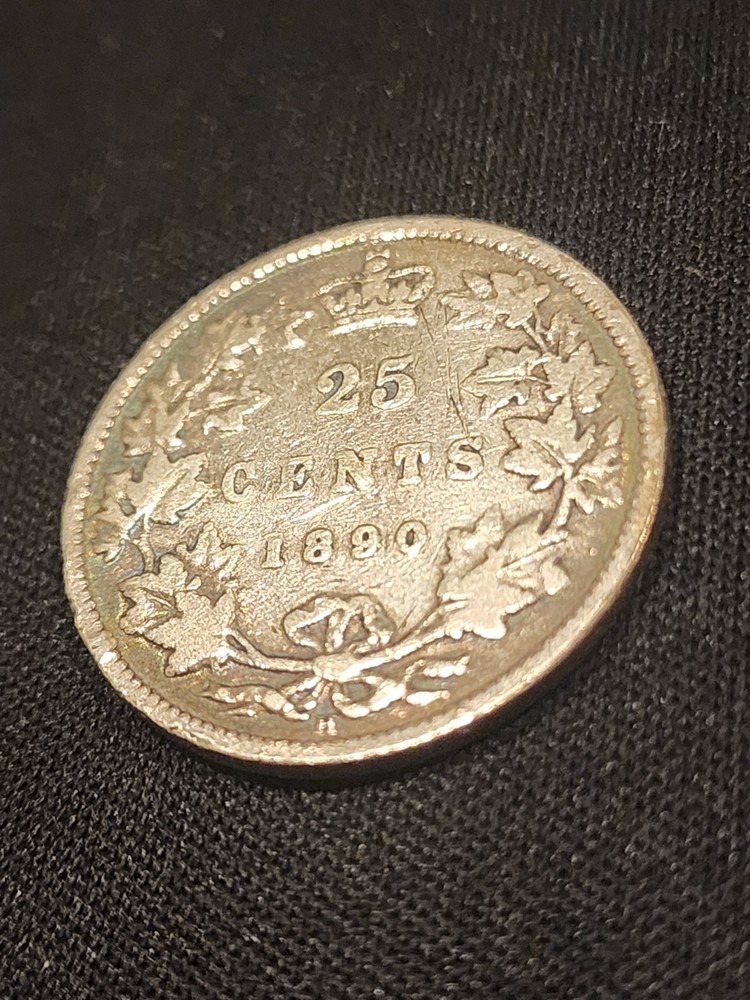 1890H Canada 25 Cents Silver Coin