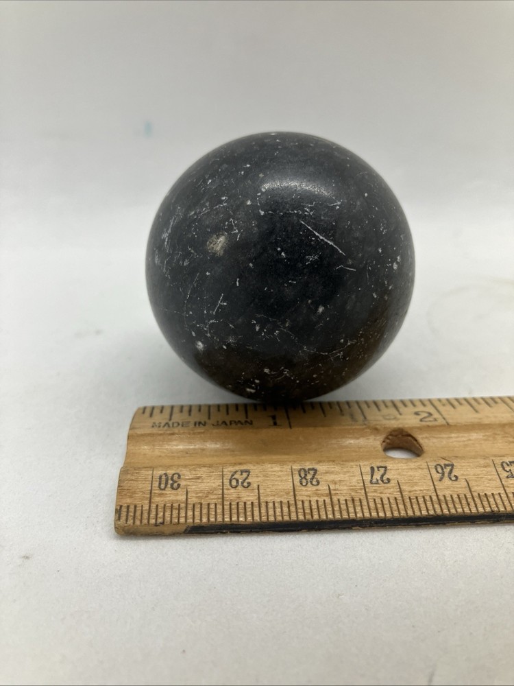 Polished Black/Gray Marble Stone Sphere Ball 2”