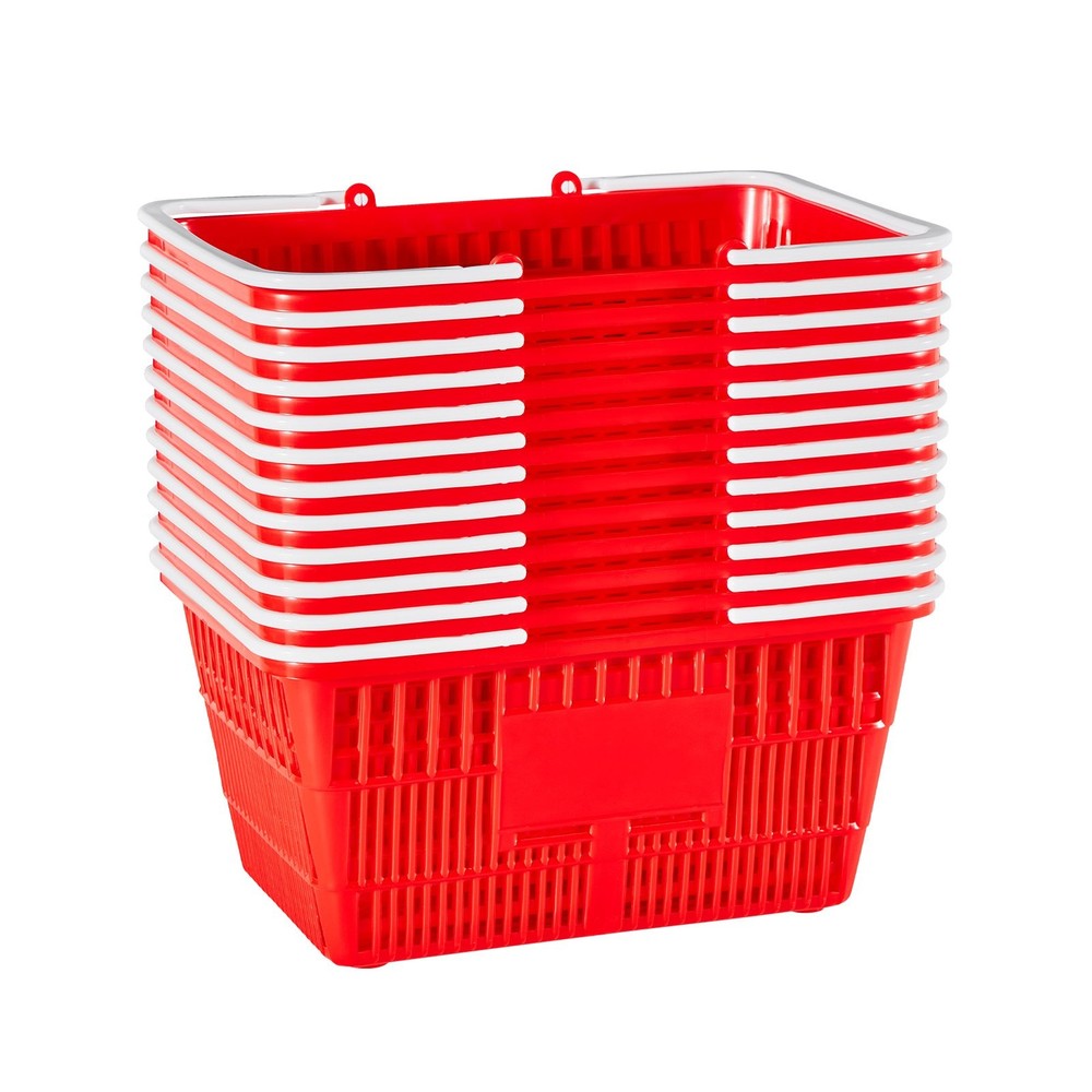 Shopping Baskets, 12 PCS, 21L Stackable PE Plastic Grocery Baskets with Handles,
