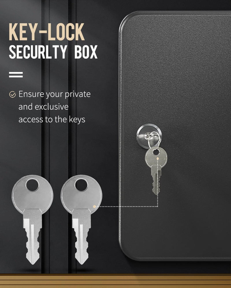 20 Position Key Cabinet with Key Lock Wall Mounted Black Security Storage Box St