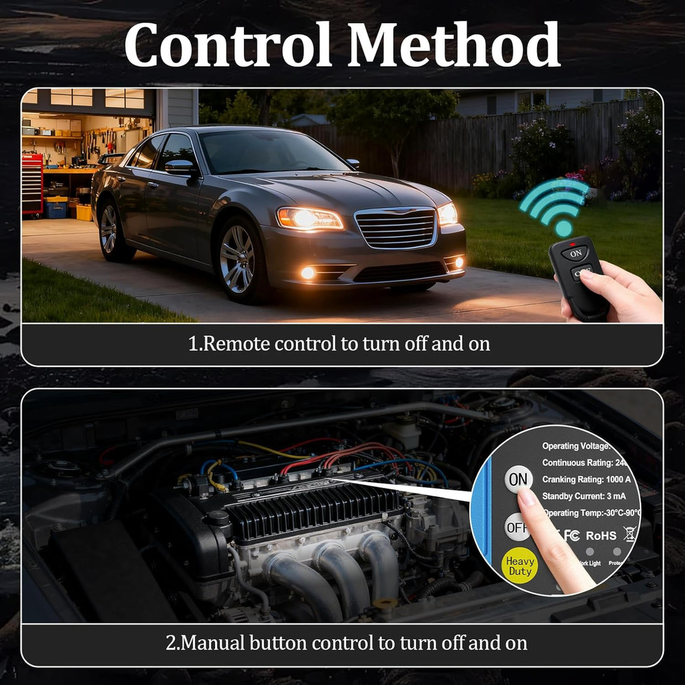 Remote Battery Disconnect Switch 12V, 240A, Kill Switch for Car Prevent Battery