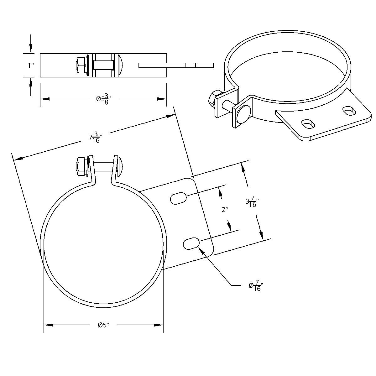 (4) Peterbilt 5" Exhaust Stack Chrome Mount Brackets Clamp United Pacific 10294