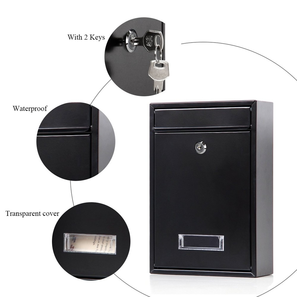 Locking Mailboxes Wall Mounted Vertical – Jssmst Key Lock Drop Medium, Black