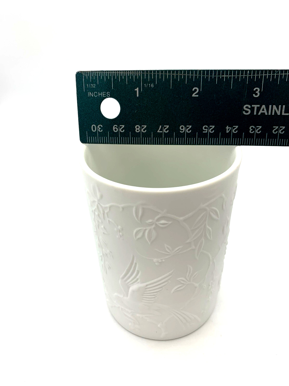 Kaiser Porcelain Vase West Germany White Bisque Birds of Paradis #68 Vintage