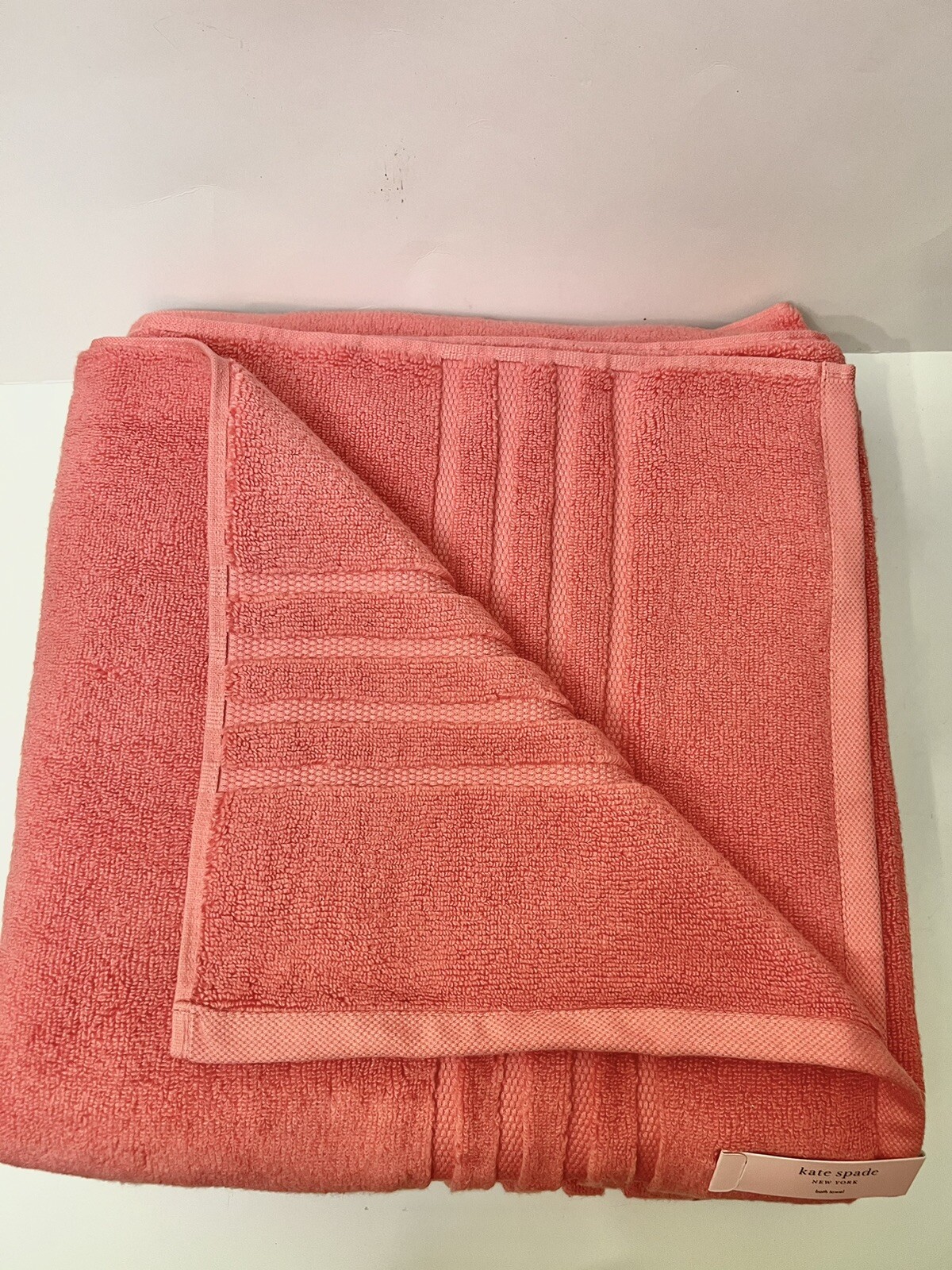 Kate Spade 2 Bath 2 Hand 4 Washclosh Towel Set Solid Coral Salmon Color NWT