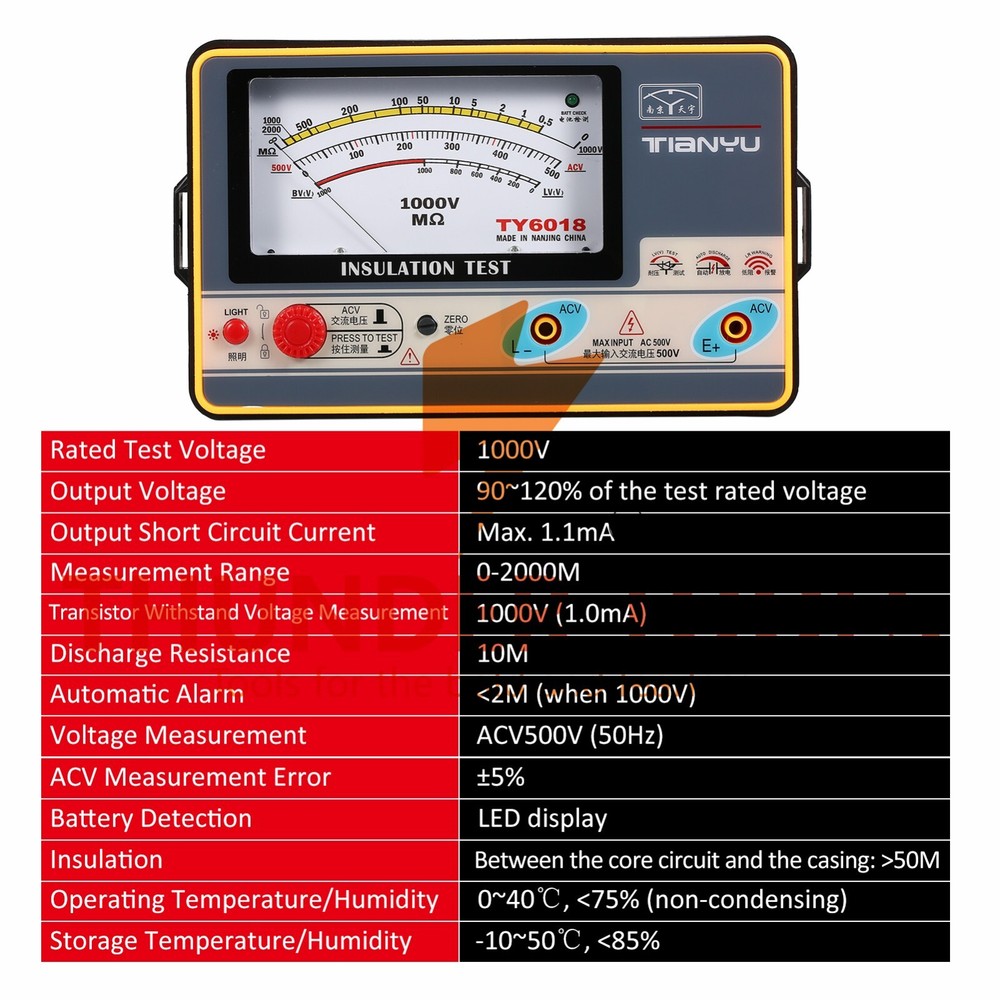 Thunder Tools Insulation Resistance Meter Digital Ohmmeter Handheld