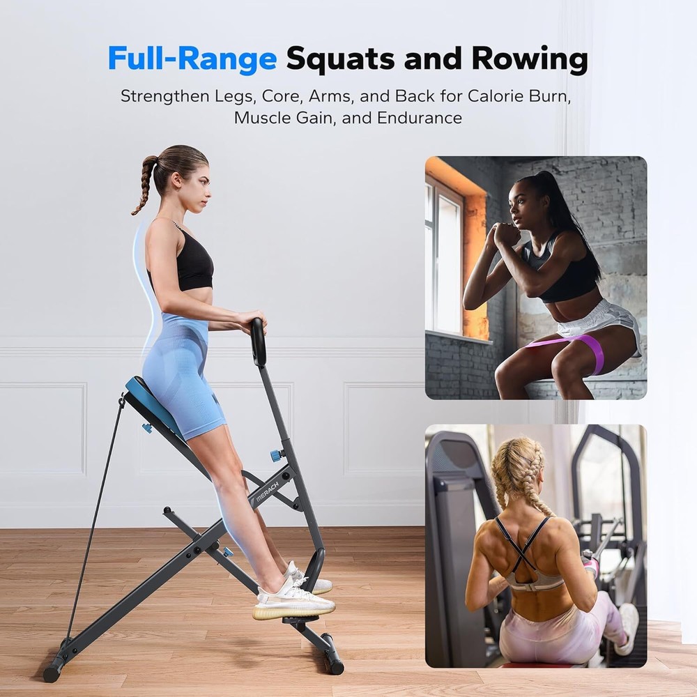Squat Machine, R07 2 in 1 Squat Rowing Machine, Easy Setup & Foldable