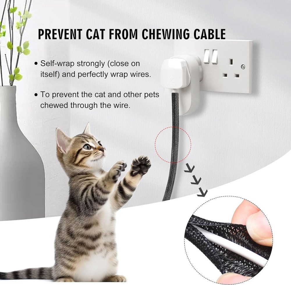 25ft - 1/2 inch Cord Protector Cable Sleeve Split Wire 1/2"-25ft, Black