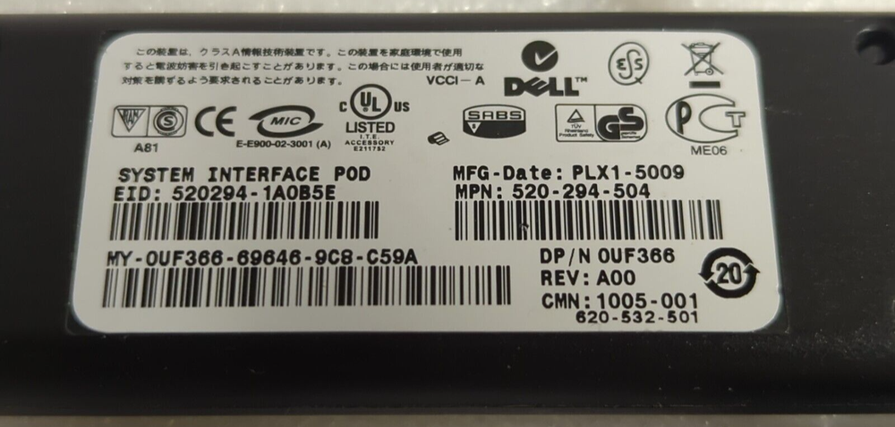 Dell 0UF366 USB Server Interface POD KVM Cable 520-294-504