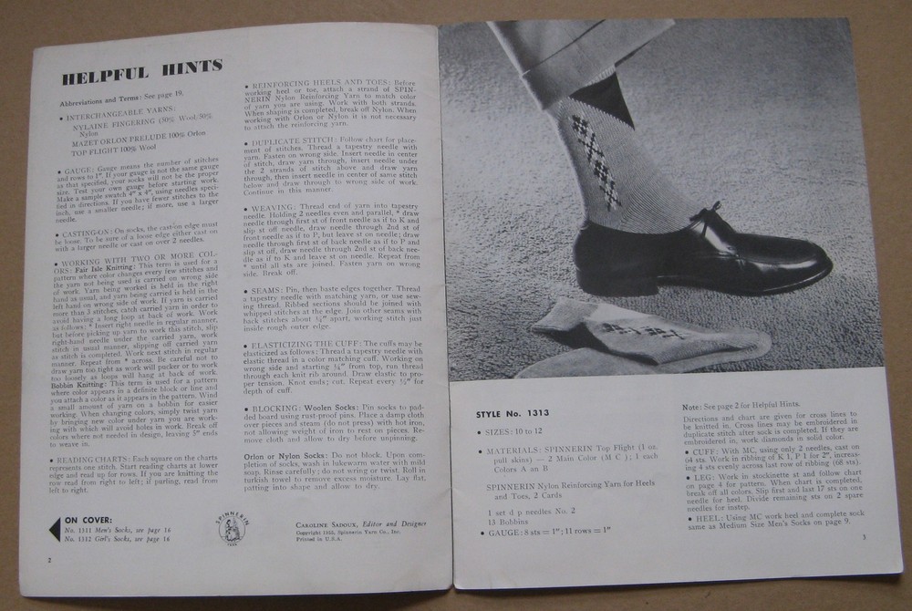 1955 Spinnerin Sock Pattern Catalog