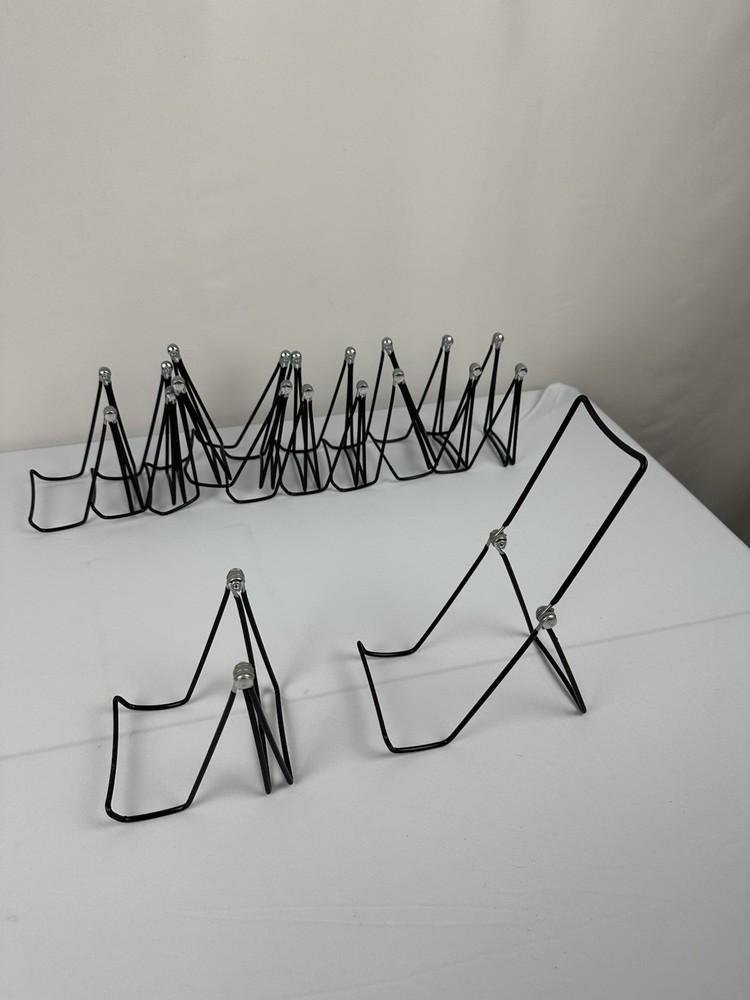 11 Pack Adjustable Wire Display Easels, Foldable Picture Frame Stand, Black