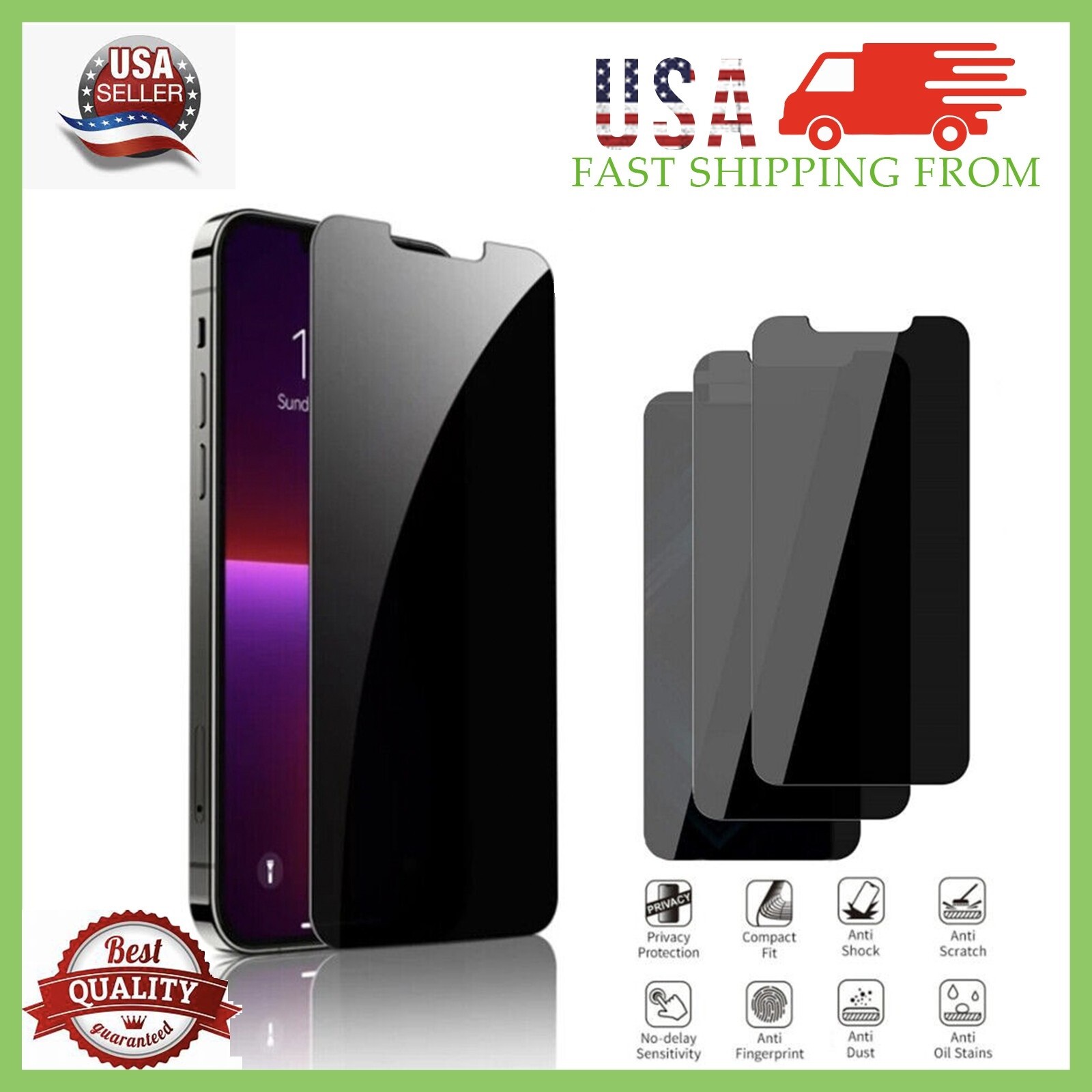 Wholesale Privacy Anti-Spy Tempered Screen Protector For iPhone 16/15/14/13 LOT