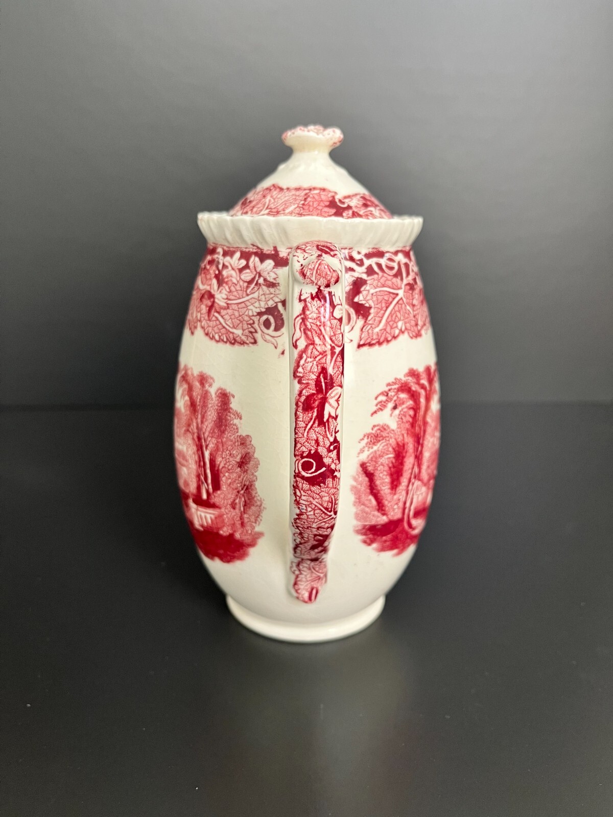 Antique MASON'S VISTA Patent Ironstone England Pink Coffee Tea Pot & Lid 1920s