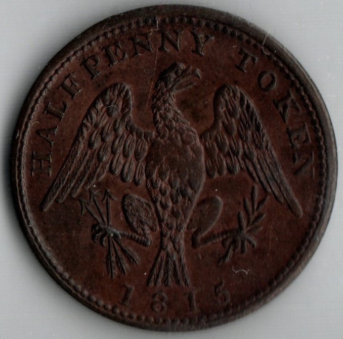 LOWER CANADA 1815 Eagle Halfpenny Token Breton 994, LC-54D2 ICCS MS60