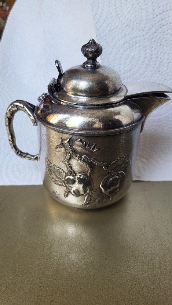 Pairpoint Silver Plate Fruit Engraved Creamer. 1S